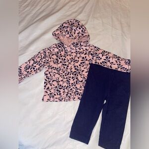 Pink Floral Hoodie & Navy Leggings Kids Matching Set